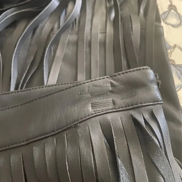 N:Philanthropy Women Black Faux Leather Fringe Skirt M new with tags - Picture 4 of 6